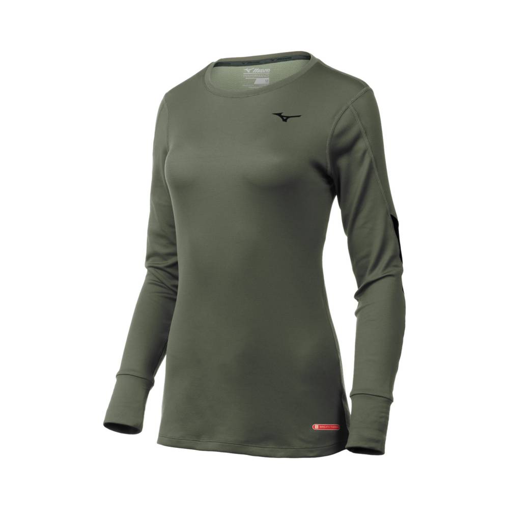 Damske Base Layer Mizuno Breath Thermo® Long Sleeve Zelene Vypredaj FPJO03871